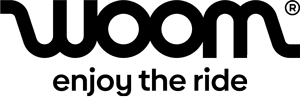 The image shows the woom logo in black text above the tagline 