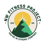 Circular logo with a green mountain, sunburst, and the words “NW Fitness Project SEA WA” and “You’re in strong company” around the image.