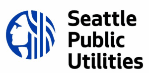 Seattle Public Utilities logo featuring a blue profile icon and the organization’s name in bold black text.